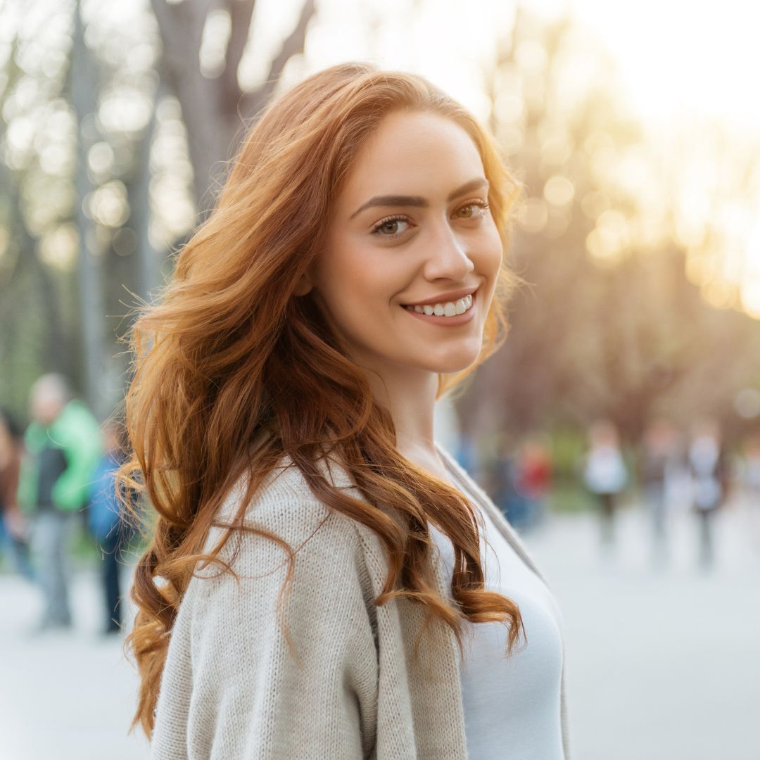 happy woman outside