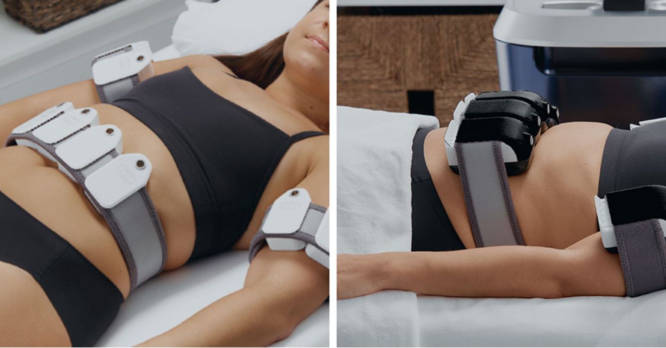 Evolve machines on a woman's waist and arms